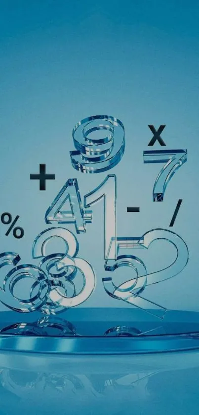 Abstract wallpaper with 3D numbers on a blue backdrop.