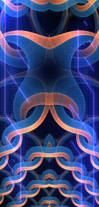 Abstract orange and blue pattern wallpaper for mobile.