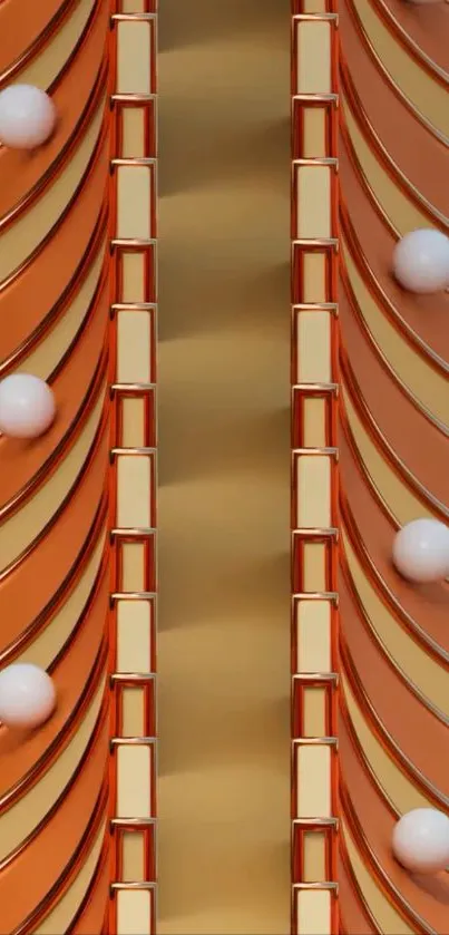 Geometric abstract design with orange and beige colors.