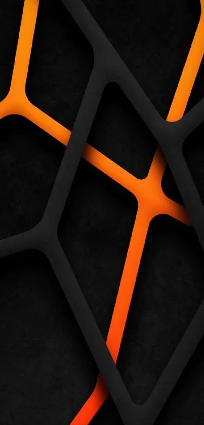 Abstract wallpaper featuring orange lines on a dark background.