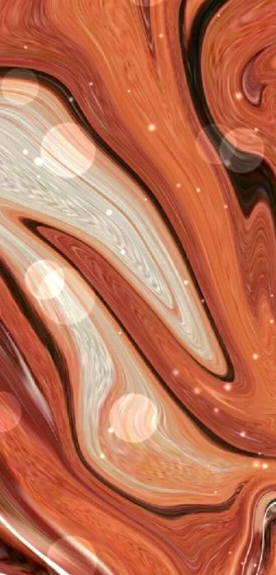 Abstract orange swirl pattern with dynamic, artistic design for mobile wallpaper.