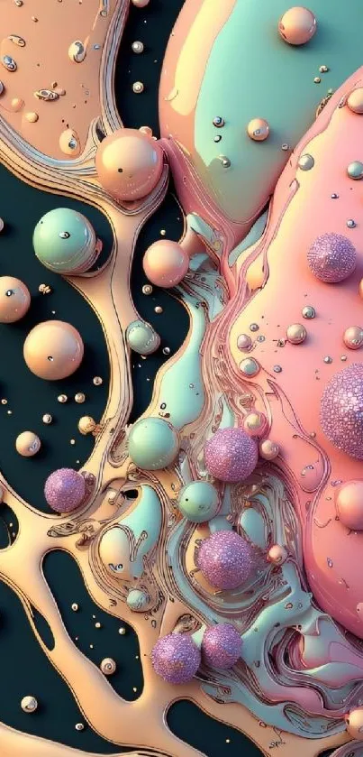 Abstract pastel bubble art wallpaper with fluid shapes and colors.