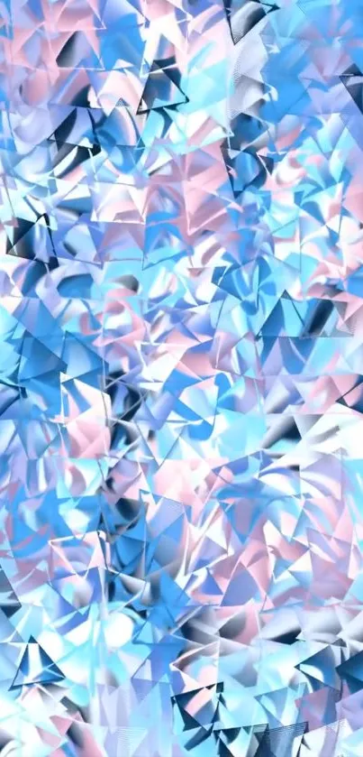 Abstract pastel geometric design wallpaper in blues and pinks.