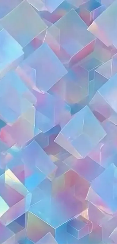 Abstract pastel geometric cubes wallpaper with soft colors.
