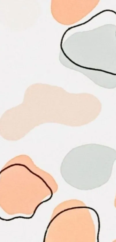 Abstract pastel mobile wallpaper with peach and gray shapes.