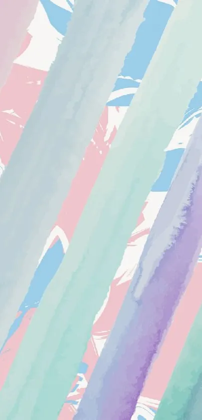Abstract pastel streaks wallpaper with pink, blue, and green.