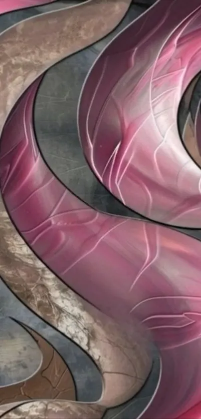 Abstract pink and brown swirling pattern design.