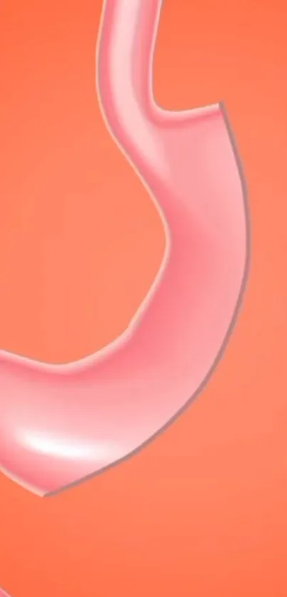 Abstract pink shape on orange background wallpaper.