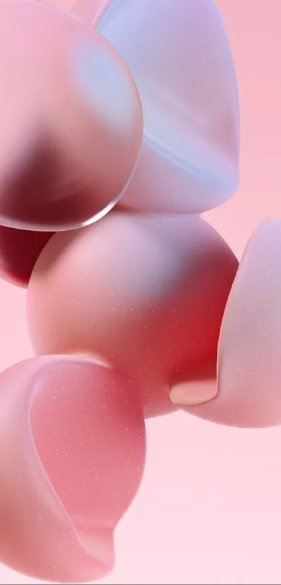 Mobile wallpaper with pink abstract bubbles on a soft gradient background.