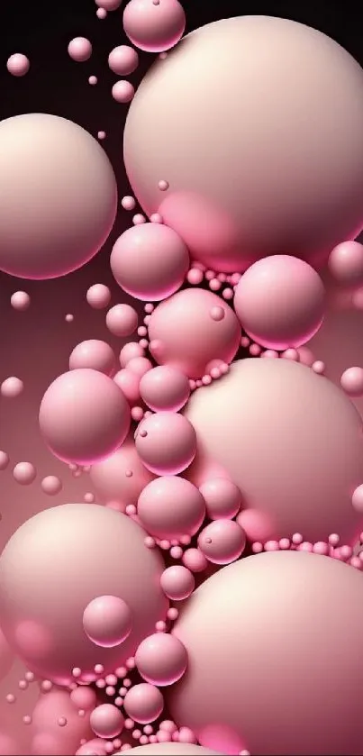 Abstract pink spherical bubbles on a gradient background wallpaper.