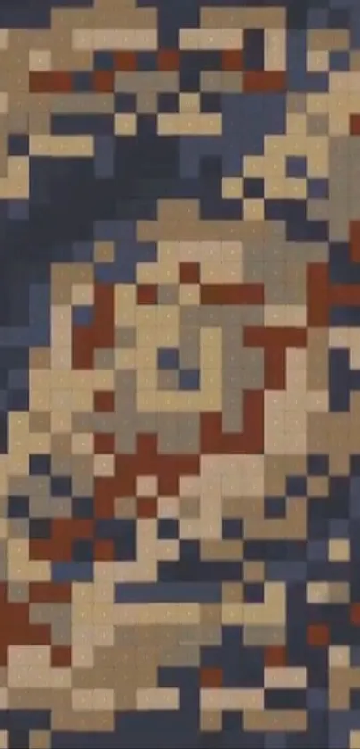 Abstract pixel art design with earthy colors.