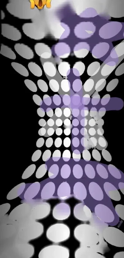 Abstract polka dot pattern with purple hue background.