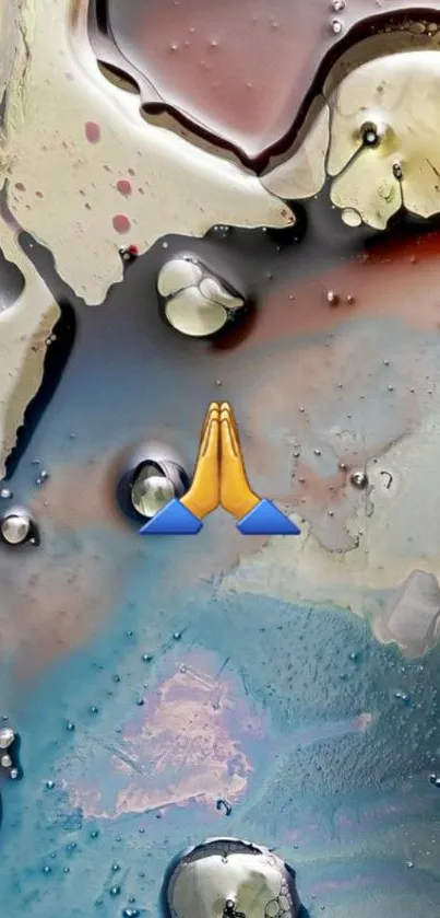 Abstract phone wallpaper with prayer emoji.