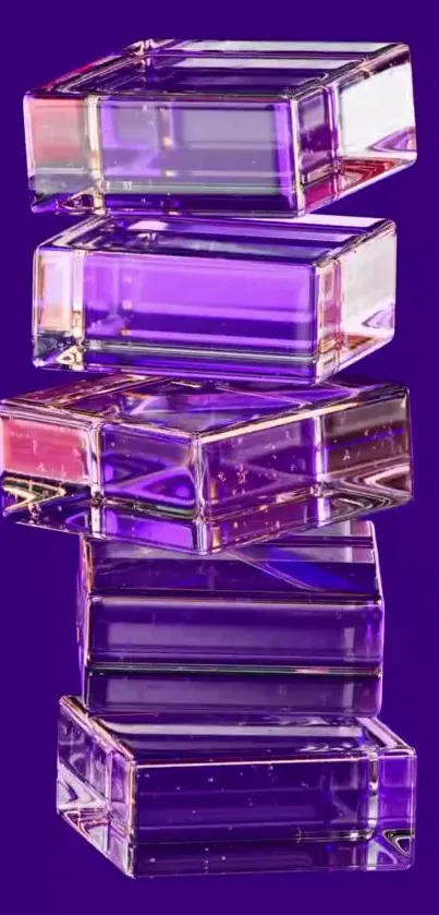 Stacked purple glass blocks on vibrant background.