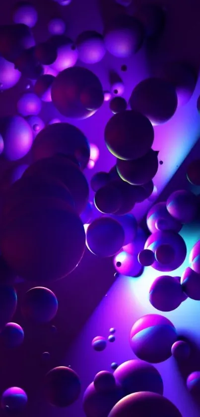 Vibrant 3D spheres in purple and blue wallpaper.