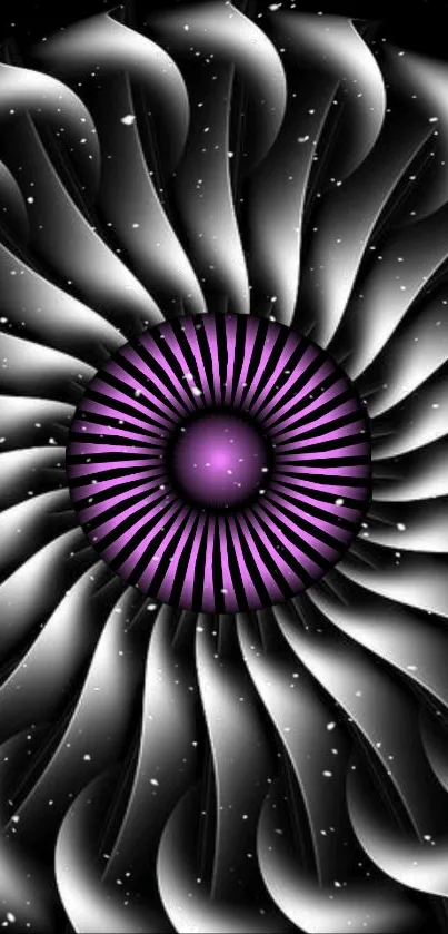 Abstract purple spiral wallpaper with glowing center.