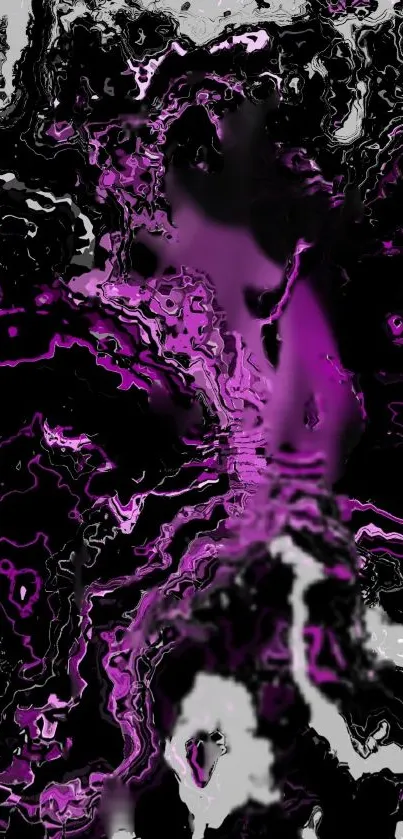 Abstract purple swirl design with dynamic black and white contrasts.