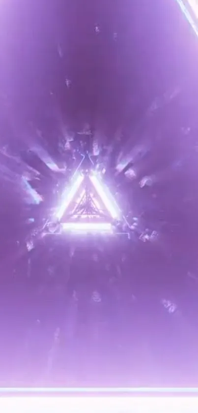 Abstract purple triangle wallpaper with a glowing neon effect.