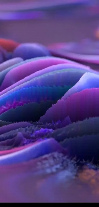 Abstract purple wave wallpaper for mobile with vibrant, soothing colors.