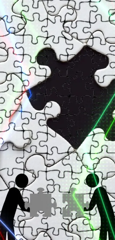 Abstract puzzle art wallpaper with vibrant and creative design.