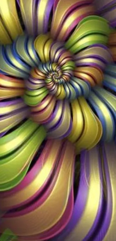 Abstract spiral wallpaper with colorful design.