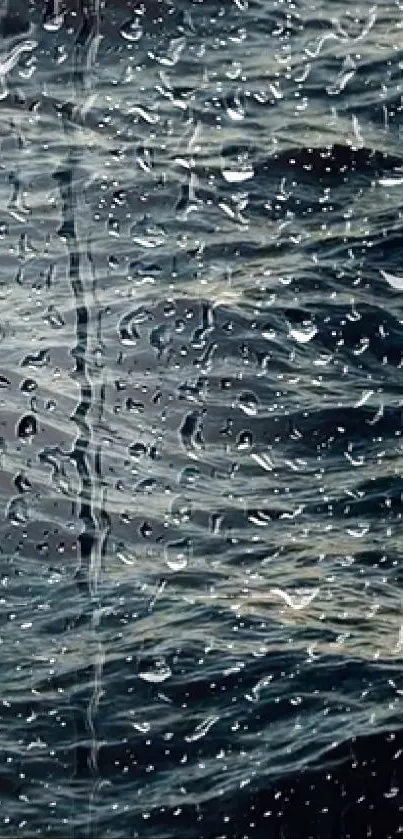 Abstract wallpaper with raindrops on glass, dark and serene vibe.