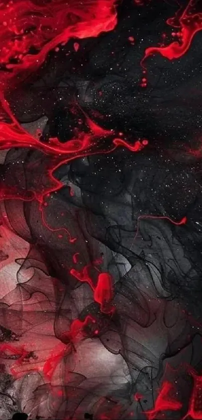 Abstract red and black swirling patterns wallpaper.