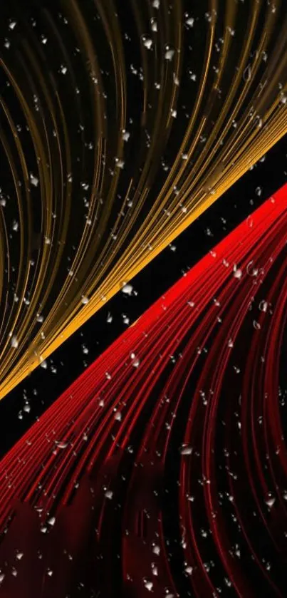 Abstract red and gold lines on dark background wallpaper.