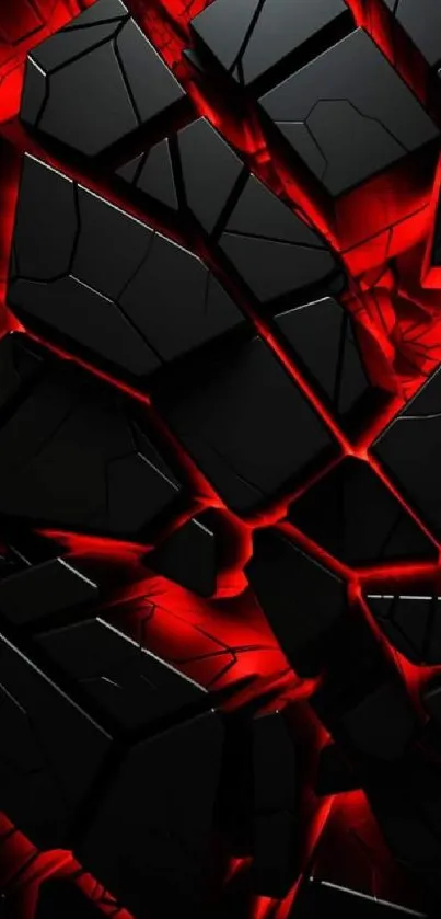 Abstract red and black fractured design wallpaper