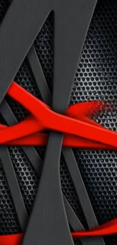 Abstract wallpaper with red and black geometric design.