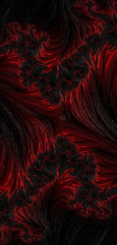 Abstract red and black wallpaper with swirling patterns.