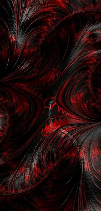 Abstract red and black swirling pattern wallpaper.