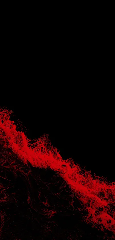 Abstract red waves on black background mobile wallpaper.
