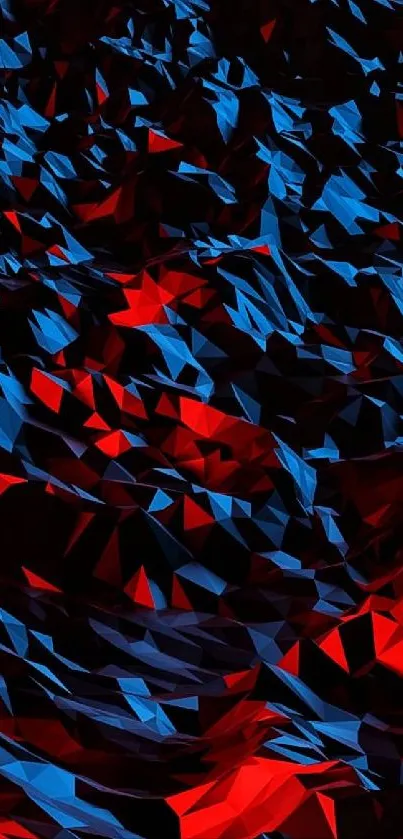 Vibrant red and blue abstract geometric mobile wallpaper.