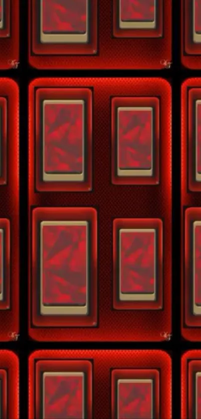Abstract red geometric pattern with 3D effect.