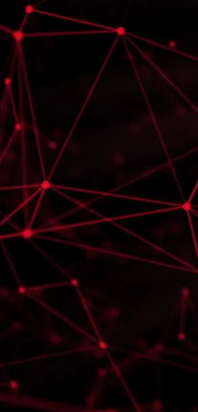 Abstract red network connections wallpaper with dark background.