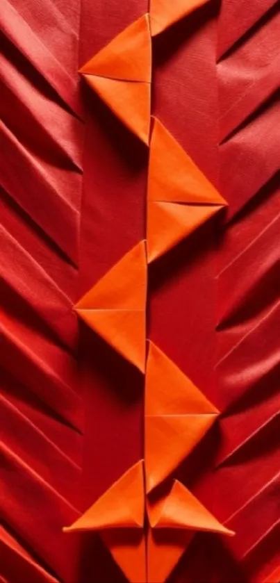 Mobile wallpaper with red origami pattern.