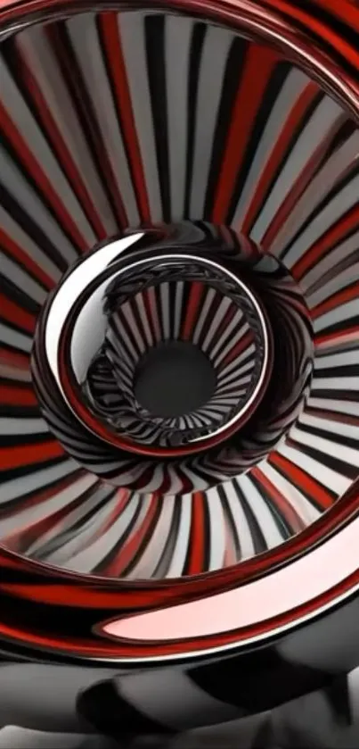 Abstract red and black spiral design wallpaper.