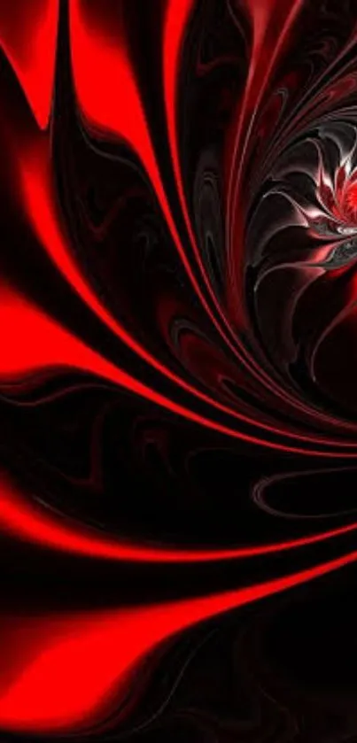 Dynamic abstract red swirl wallpaper with artistic design.