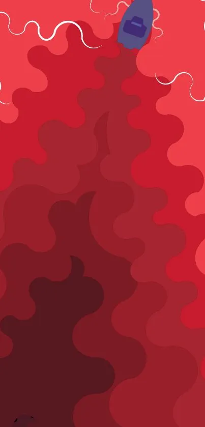 Abstract mobile wallpaper with bold red wave patterns.