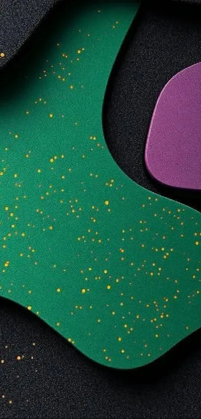 Abstract green and purple shape wallpaper with texture.