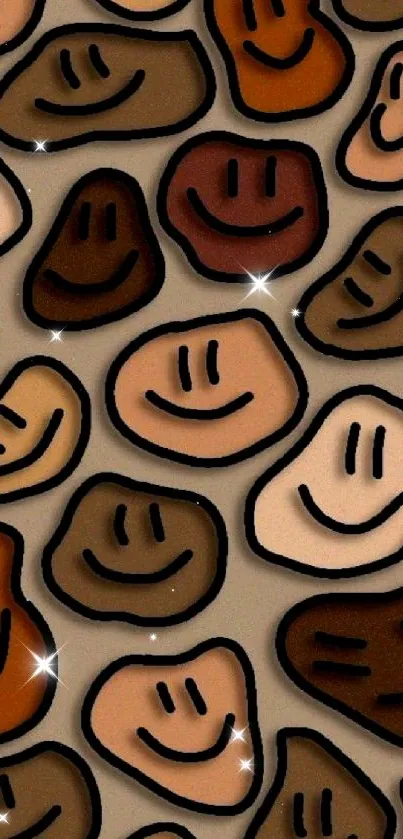 Abstract smiley faces wallpaper with vibrant colors.