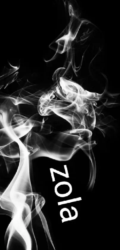 Abstract smoke design on black wallpaper.