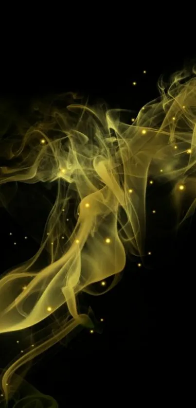 Abstract golden smoke on black background wallpaper.