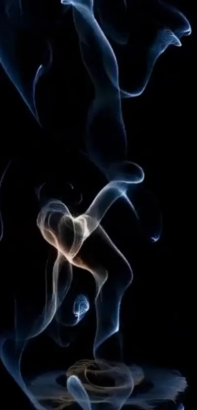 Abstract blue smoke art on a black background wallpaper.