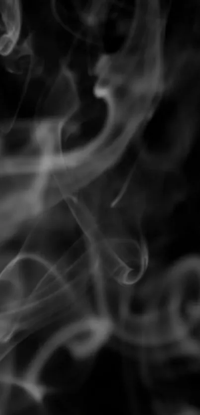 Swirling abstract smoke design on black background wallpaper.