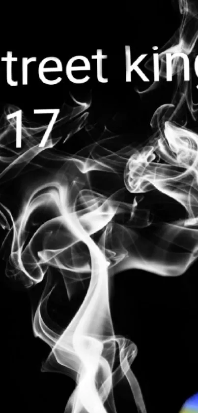 Mobile wallpaper with abstract smoke on black background.