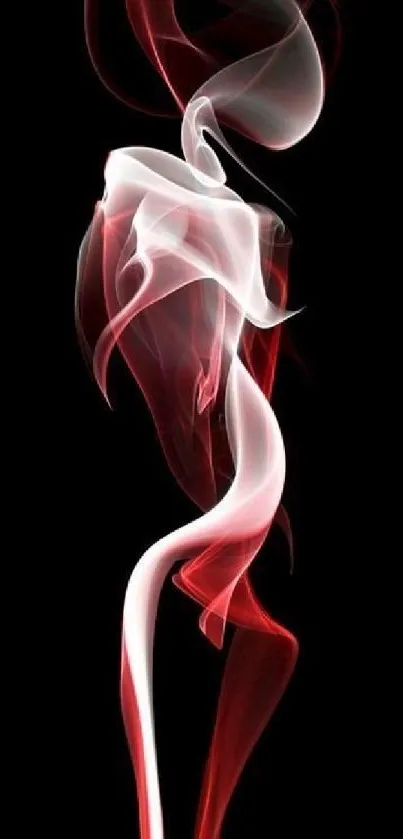 Abstract smoke pattern in red and white on a black background.