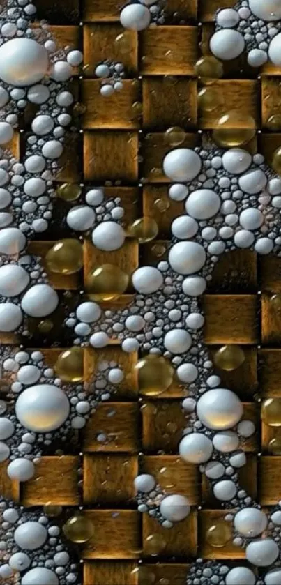 Abstract spheres with brown textured pattern.