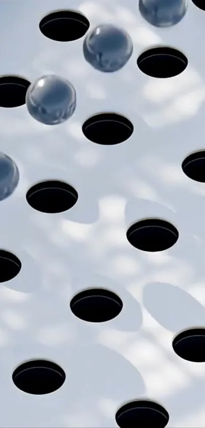 Abstract 3D spheres casting shadows on a textured surface.